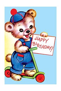 Baby Bear on Scooter - Birthday Greeting Card