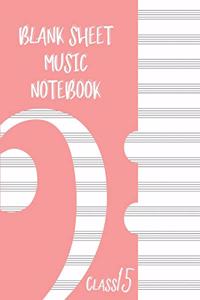 Blank Sheet Music Composition Manuscript Staff Paper Art Music CLASS 15 Notebook Rose Cover