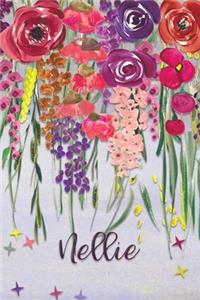 Nellie: Personalized Lined Journal - Colorful Floral Waterfall (Customized Name Gifts)