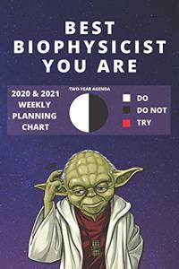 2020 & 2021 Two-Year Weekly Planner For Best Biophysicist Gift - Funny Yoda Quote Appointment Book - Two Year Agenda Notebook