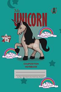 My Unicorn Primary Composition 4-7 Notebook, 102 Sheets, 6 x 9 Inch Royal Blue Cover