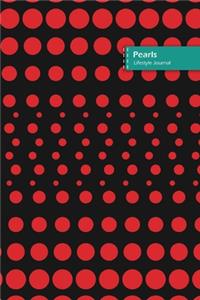 Pearls Lifestyle Journal, Blank Write-in Notebook, Dotted Lines, Wide Ruled, Size (A5) 6 x 9 In (Red)