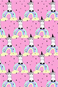 Journal Notebook Little Unicorns On Rainbows Pattern 2