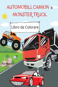 Libro da colorare di automobili, camion e camion dei mostri