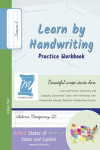 Learn by Handwriting, Practice Workbook - United States of America, States and Capitals - Cursive, Level 3