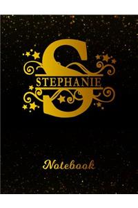 Stephanie Notebook: Personalized Name Letter S Blank Manuscript Notebook Journal Instrument Composition Book for Musician & Composer 12 Staves per Page Staff Line Notep