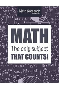 Math Notebook 5x5 Graph Paper MATH The only subject that COUNTS!