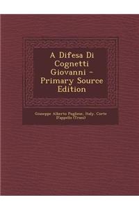 A Difesa Di Cognetti Giovanni
