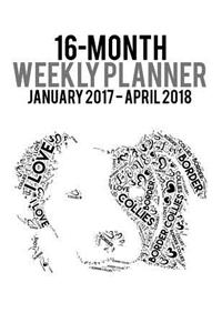 2017-2018 Weekly Planner - Wordcloud Border Collie
