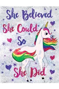 2020 Planner Unicorn She Believed She Could Blue Pink