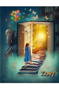 Zoey: Fantasy Imagination Design Personalized Book with 105 Lined Pages to Be Used as a Journal or Notebook
