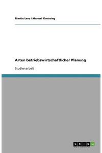 Arten betriebswirtschaftlicher Planung