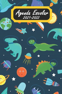 Agenda escolar 2021-2022 dinosaurio: Agenda 2021-2022 Semana Vista - Septiembre 2021 a Sep 2022, calendario, planificador - Ideal para Estudiantes de Primario Secundaria y Preparatoria 