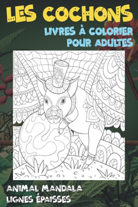 Livres à colorier pour adultes - Lignes épaisses - Animal Mandala - Les cochons