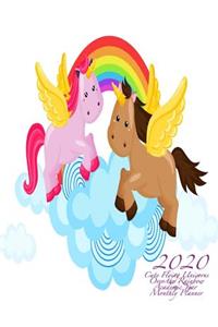 2020 Cute Flying Unicorns Over the Rainbow Academic Year Monthly Planner