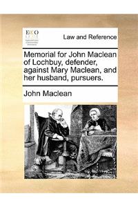 Memorial for John Maclean of Lochbuy, defender, against Mary Maclean, and her husband, pursuers.
