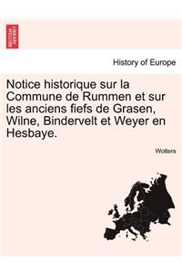 Notice Historique Sur La Commune de Rummen Et Sur Les Anciens Fiefs de Grasen, Wilne, Bindervelt Et Weyer En Hesbaye.