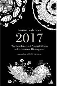Ausmalkalender 2017 - Wochenplaner mit Ausmalbildern auf schwarzem Hintergrund