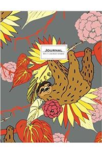 Sloth Journal: Ruled, Large, Soft Cover. Cute Animal Design in Red-orange and Grey (Cute Journals)