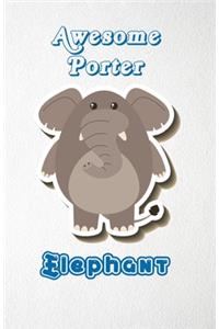 Awesome Porter Elephant A5 Lined Notebook 110 Pages