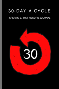 30-day A Cycle, Sports & Diet Record Journal