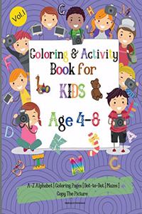 Coloring & Activity Book for Kids 4-8