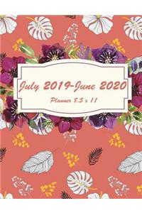 July 2019-June 2020 Planner 8.5 X 11: July 2019-June 2020 Monthly, Yearly Calendar Planner, Daily Weekly Monthly Planner, Organizer, Agenda,12 Months July-June Calendar 246 Pages Large 8.5 X 11