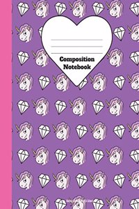 Composition Notebook Unicorn Diamond Back To School