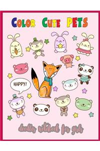 Color Cute Pets Doodles Notebook for Girls