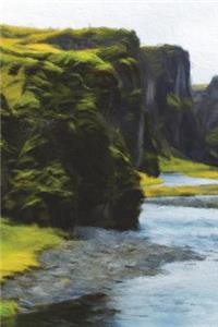 Iceland's Cliffs - Blank Notebook with Fleur de Lis Corners