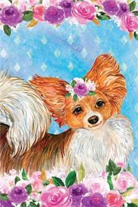 Journal Notebook For Dog Lovers Papillon In Flowers 4