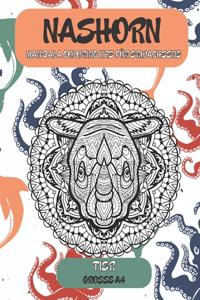 Mandala Coloring Kits für Erwachsene - Grosse A4 - Tier - Nashorn
