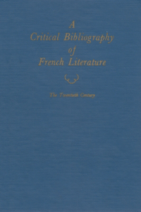 A Critical Bibliography of French Literature