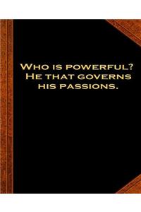 Ben Franklin Quote Powerful Governs Passions Vintage Style Comp Book