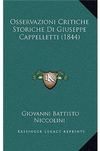 Osservazioni Critiche Storiche Di Giuseppe Cappelletti (1844)