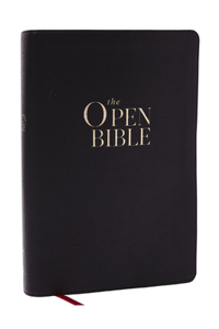 The Open Bible: Read and Discover the Bible for Yourself (NKJV, Black Leathersoft, Red Letter, Comfort Print, Thumb Indexed)