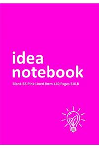 Idea Notebook Blank B5 Pink Lined 8mm 140 Pages BULB