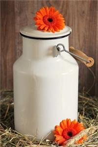 Charming Rustic White Milk Can and Orange Gerber Daisy Flowers Journal