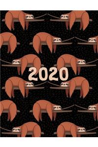 2020 Planner January to December Sloth Patterns