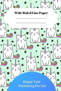 Cute Cat Theme Wide Ruled Line Paper