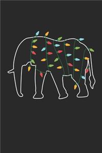 Elephant with Christmas Lights - Christmas Notebook - Elephant Diary - Animal Journal - Christmas Gift for Animal Lover