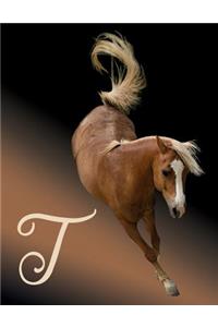 Horse Initial 't' Monogram Notebook