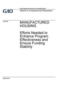 Manufactured housing, efforts needed to enhance program effectiveness and ensure funding stability: report to congressional requesters.