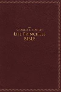 NIV, The Charles F. Stanley Life Principles Bible, Leathersoft, Burgundy, Thumb Indexed