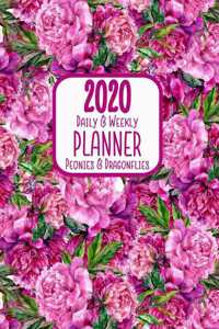 2020 Daily & Weekly Planner Peonies & Dragonflies: 8.5 x 11 Agenda Planning Notebook: Daily, Weekly & Monthly