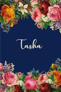 Tasha: Personalized Name Floral Design Matte Soft Cover Notebook Journal to Write In. 120 Blank Lined Pages