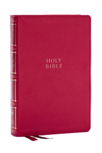 Nkjv, Compact Center-Column Reference Bible, Leathersoft, Dark Rose, Red Letter, Thumb Indexed, Comfort Print