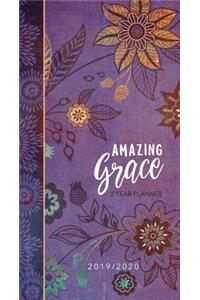2019/2020 2 Year Pocket Planner: Amazing Grace (Purple with Orange Flowers)