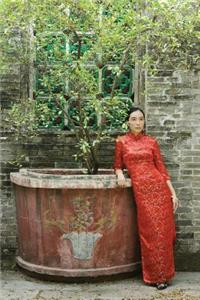 Chinese Woman in Red Grid Notebook