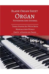 Blank Organ Sheet Organ Notebook And Journal